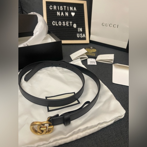 Gucci GG Marmont Gold-tone thin Belt Sz. 90cm - Picture 14 of 16